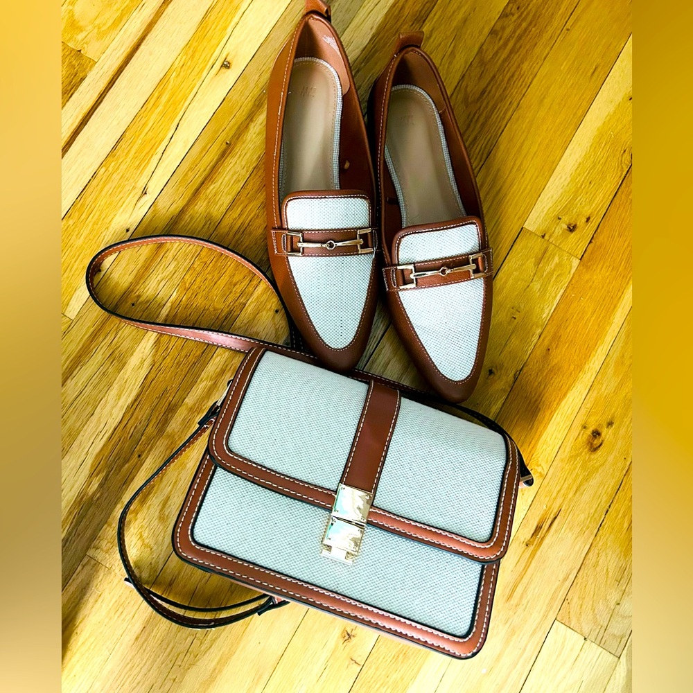 Brand new matching shoes and shoulder bag from H&M. size 10/41, cream/tan color.